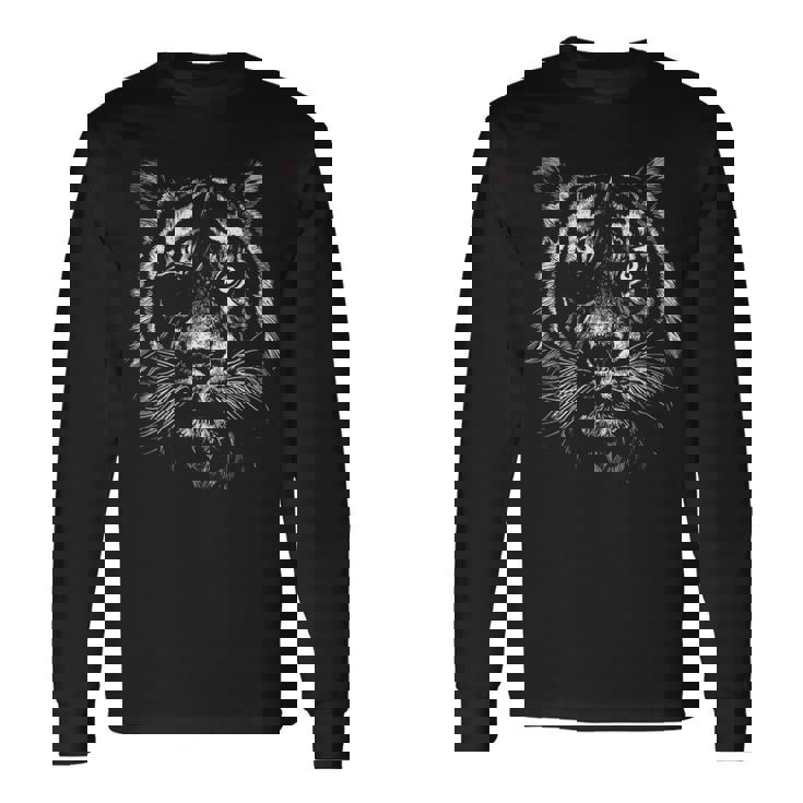 虎 トラ 面白いtシャツ タイガー リアル 寅年 メンズ おもしろ 面白い 服 おもしろグッズ ネタ かっこいい 動物 長袖Tシャツ