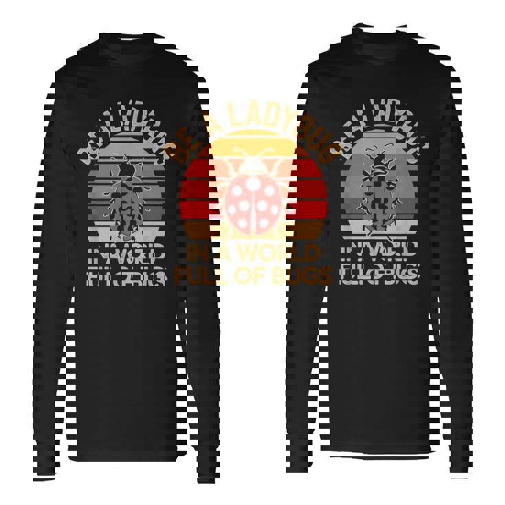 虫だらけの世界でてんとう虫になろう レトロなてんとう虫 長袖Tシャツ