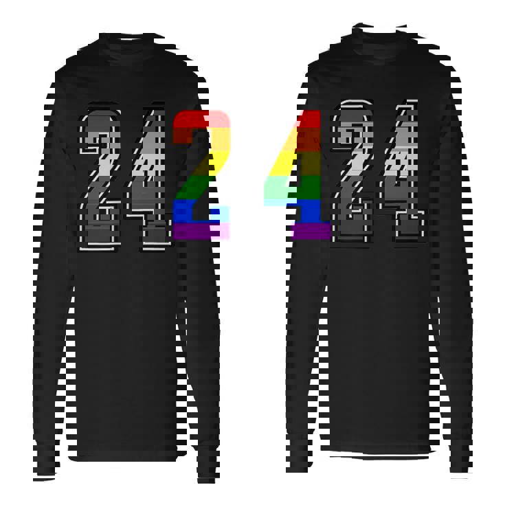 虹 24チーム短期大学スポーツレインボーカラー番号制ユニフォーム 長袖Tシャツ