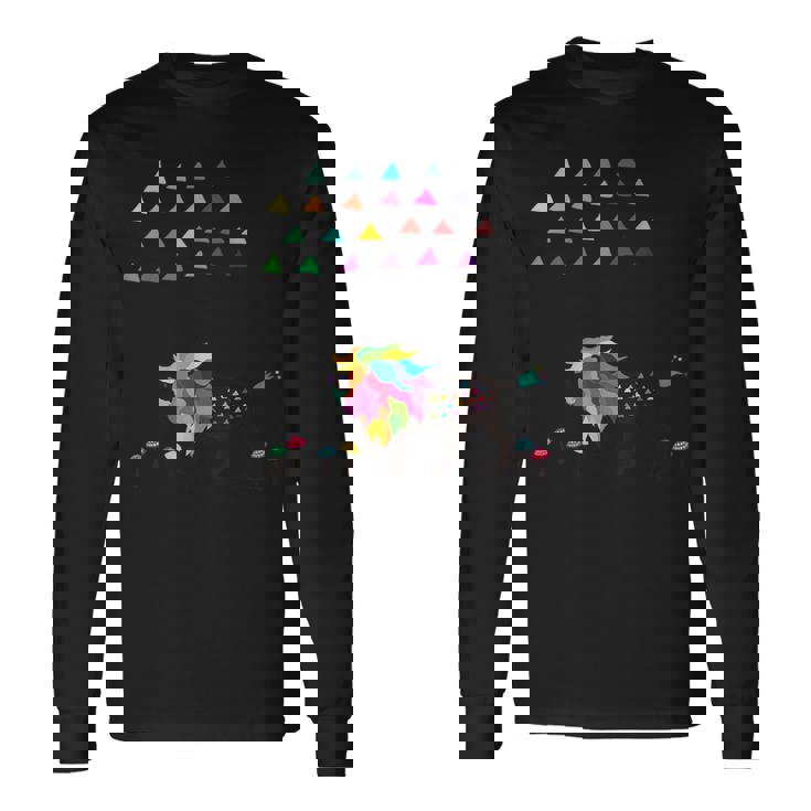 虹色のライオン 長袖Tシャツ