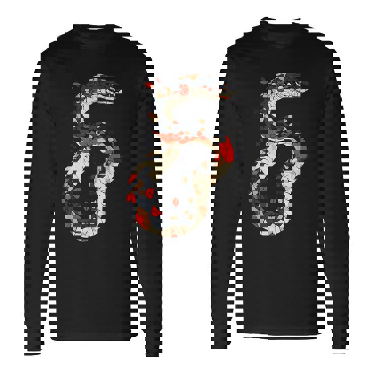 蛇 動物 モチーフ アート 蛇 長袖Tシャツ