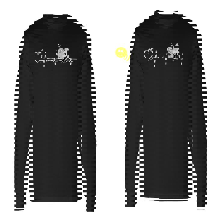 蜂 ハートビート 蜂 ハート 蜂 女王 ミツバチ 長袖Tシャツ