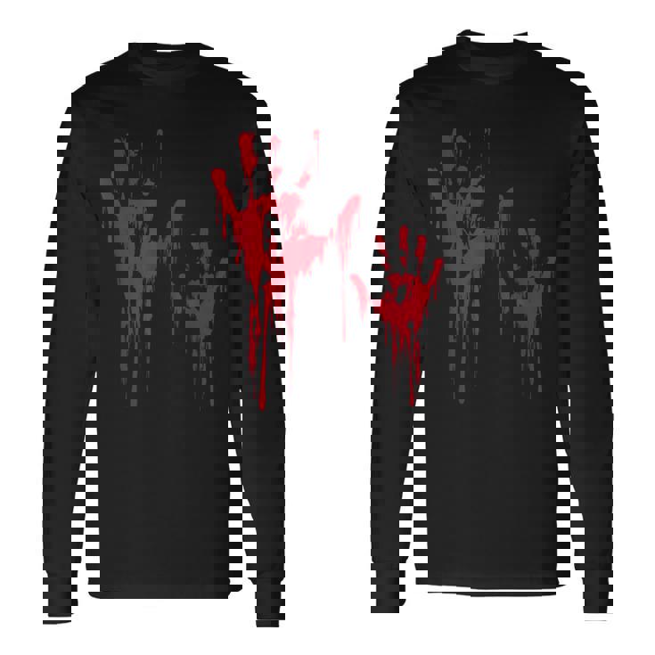 血のスプラッターハロウィーンのゾンビの犠牲者 長袖Tシャツ