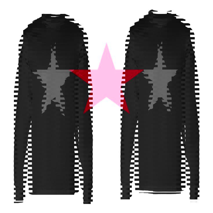 複数の色の風船ガムピンクの星 長袖Tシャツ