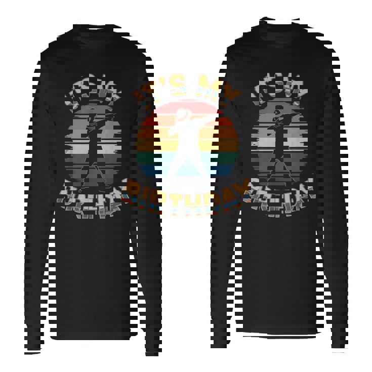 誕生日 男の子 衣装 ヴィンテージ It's My Birthday Dabbingunset 長袖Tシャツ