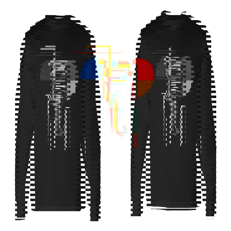 象 抽象 動物 アート 幾何学模様 グラフィック 象 長袖Tシャツ