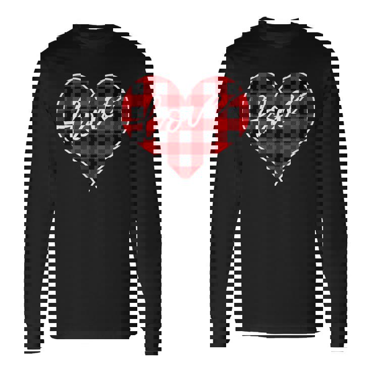 赤黒チェックハート「Love」 長袖Tシャツ