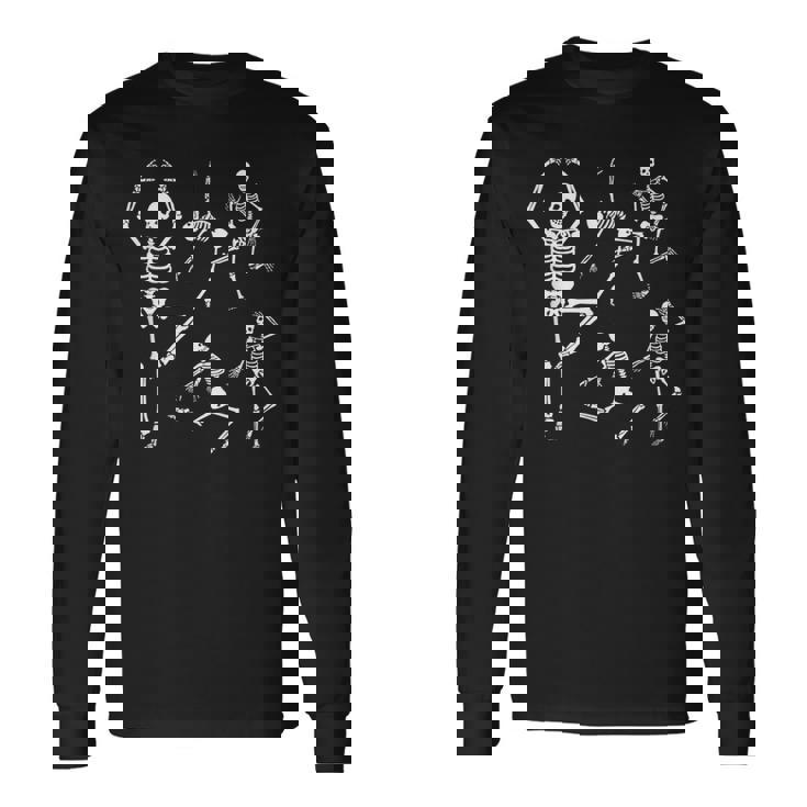 踊る骸骨 ゴシック 服 夏 原宿 ファッション パンク ハロウィン スケルトン 長袖Tシャツ