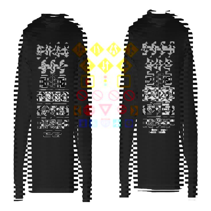 道路標識、警告標識 長袖Tシャツ