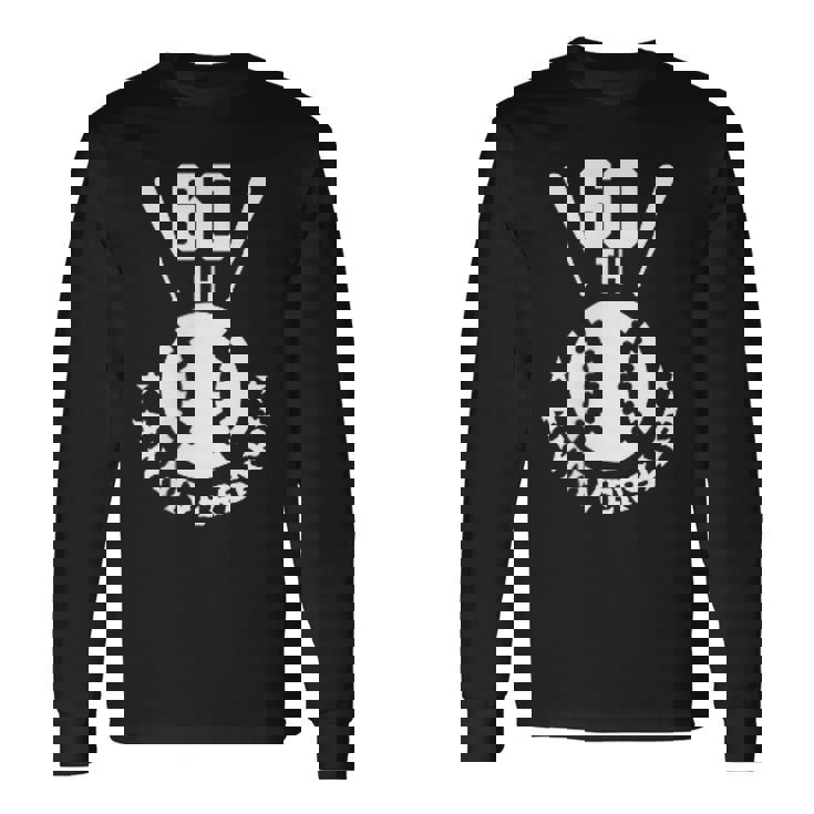 還暦祝い＆野球ファン向けプレゼント ワンポイント ゼッケン60 かっこいい【両面プリント】 長袖Tシャツ