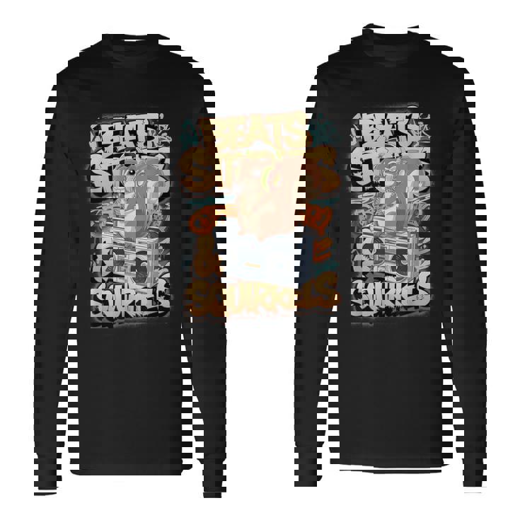 都市公園の都会のリス スタイリッシュで楽しいどんぐりアドベンチャー 長袖Tシャツ