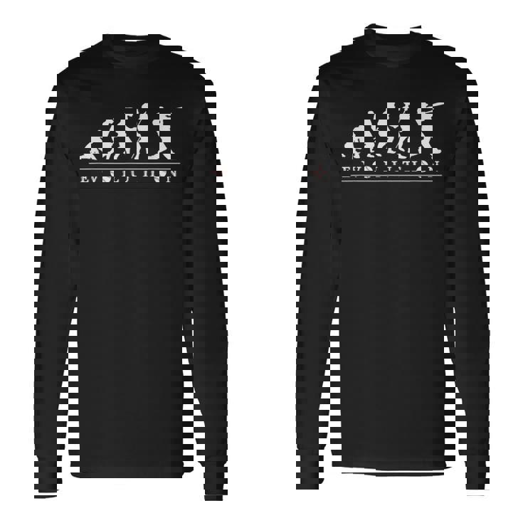 おもしろ 野球 人類の進化 かっこいい ベースボール ネタ デザイン 野球選手 長袖Tシャツ