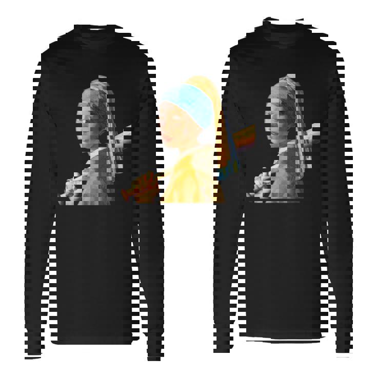 野球 面白いtシャツ フェルメール ベースボール おもしろ 服 ネタ メンズ 野球部 おもしろグッズ 子供 長袖Tシャツ