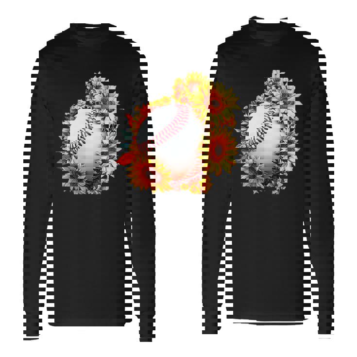 野球 面白いtシャツ ベースボール おもしろ ひまわり 花柄 服 ネタ メンズ 野球部 おもしろグッズ 子供 長袖Tシャツ