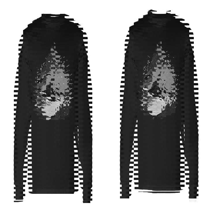 野生動物 自然 ハイキング ハイカー 森林 反射 山 長袖Tシャツ ギフトのアイデア