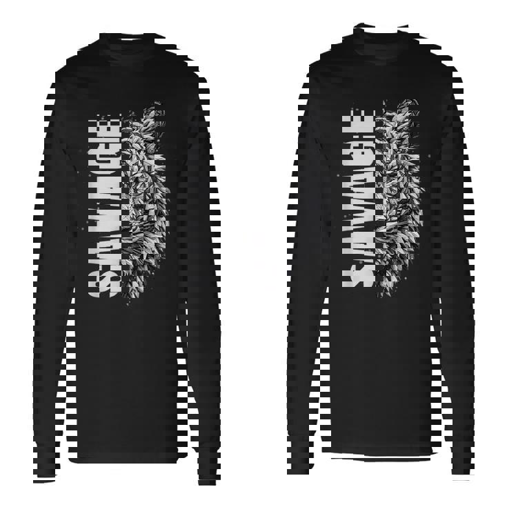 野蛮な虎 野生動物 遊び心のあるグラフィックプリント 長袖Tシャツ