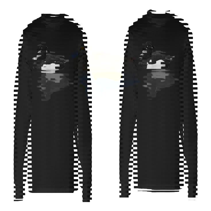 野鳥シリーズ キンクロハジロ 長袖Tシャツ