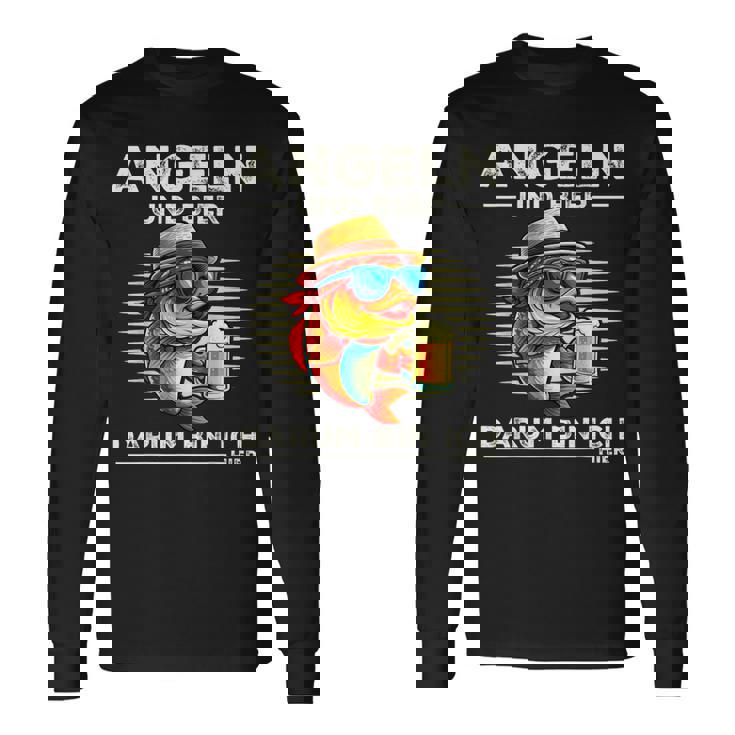 釣り人の服 面白いことわざ釣りとビールサーモンデザイン 長袖Tシャツ