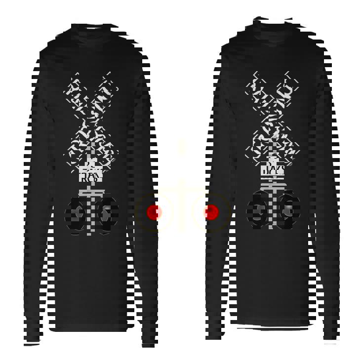 鉄道 踏切 ライト トラック 道路標識 長袖Tシャツ