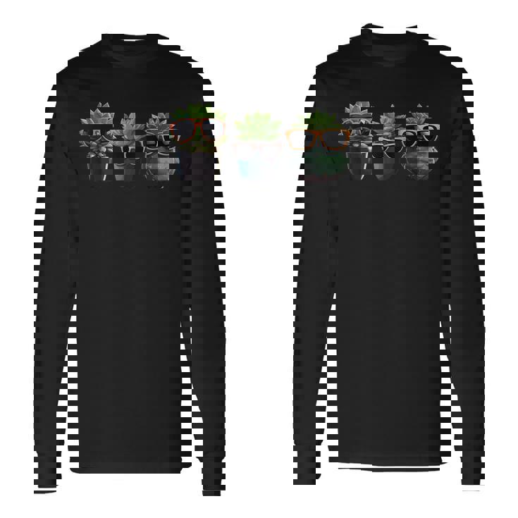 鉢植えのかわいい多肉植物 鉢植え 多肉植物 長袖Tシャツ