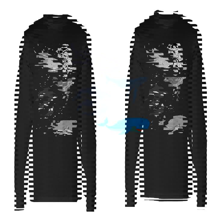 銀河 宇宙 ジンベエザメ シロイルカ ザトウクジラ 海洋 オルカ クジラ 長袖Tシャツ