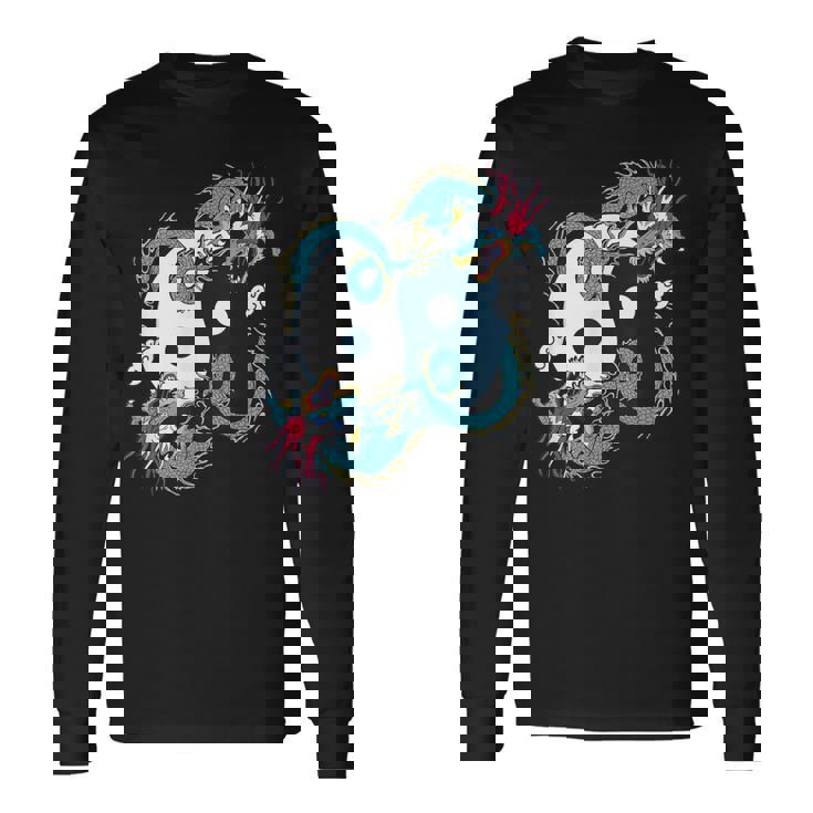 陰陽太極拳ドラゴンデザイン 瞑想用 太極拳 長袖Tシャツ