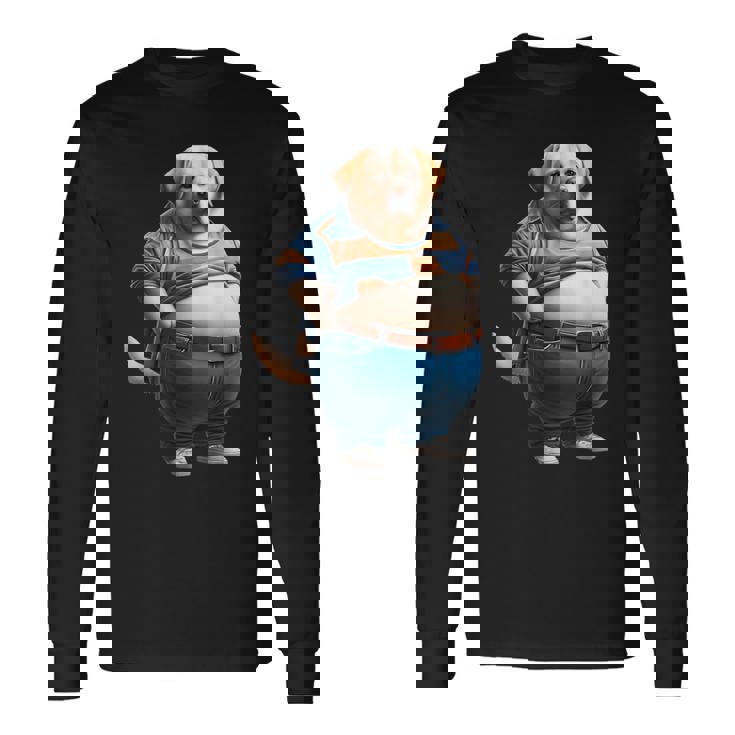 陽気なチャンキーラブラドールレトリバーtシャツ 太った犬愛好家向け 長袖Tシャツ