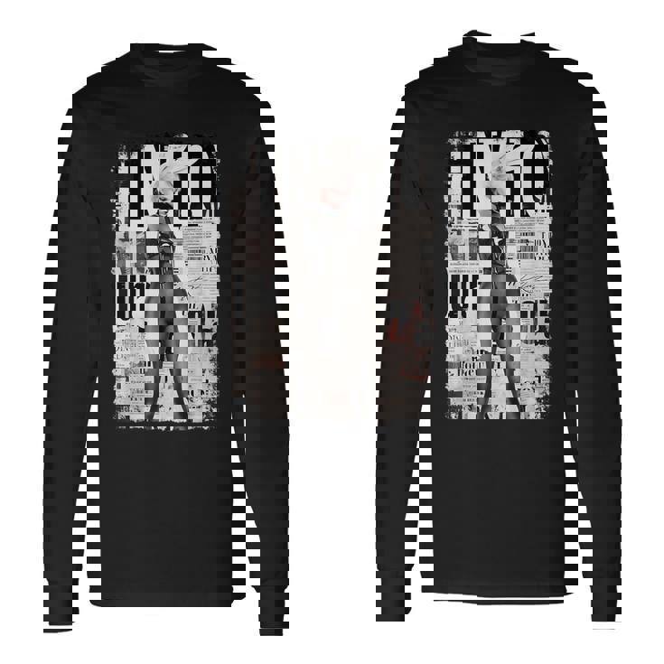 雑誌の表紙ヴィンテージガールバニーコラージュセクシーモデルピンナップ 長袖Tシャツ ギフトのアイデア