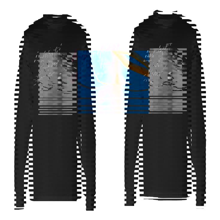 雪の妖精 北海道 日本の小鳥 青空 写真 長袖Tシャツ