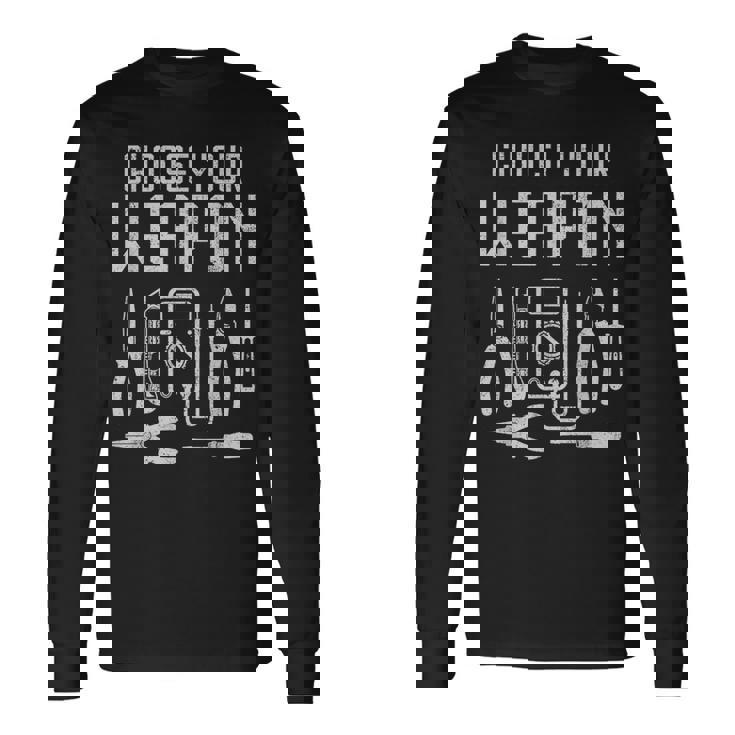 電気工道具 武器を選ぶ 長袖Tシャツ