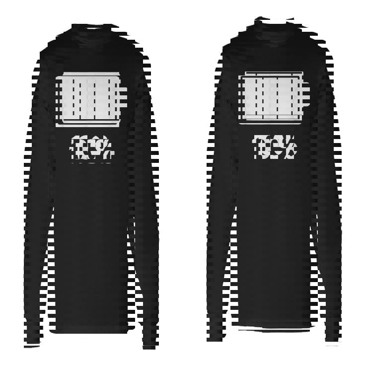 電池【100】バッテリー おもしろ 面白い ギャグ ネタ ウケ狙い 笑える ユーモア お笑い 個性的な 長袖Tシャツ