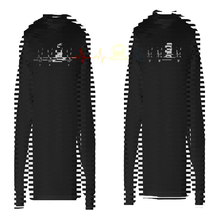 電車 Ecg ハートライン 鉄道ファン 長袖Tシャツ