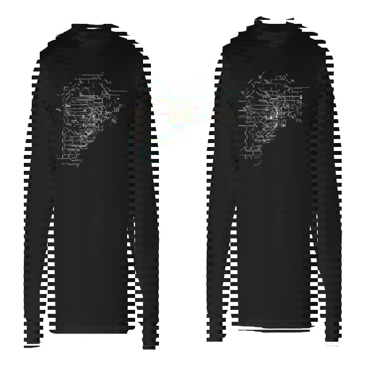 面白tシャツ 電車 東京 路線図 鉄道 蒸気機関車l おもしろ 鉄オタ メンズ グッズ ネタ 長袖Tシャツ