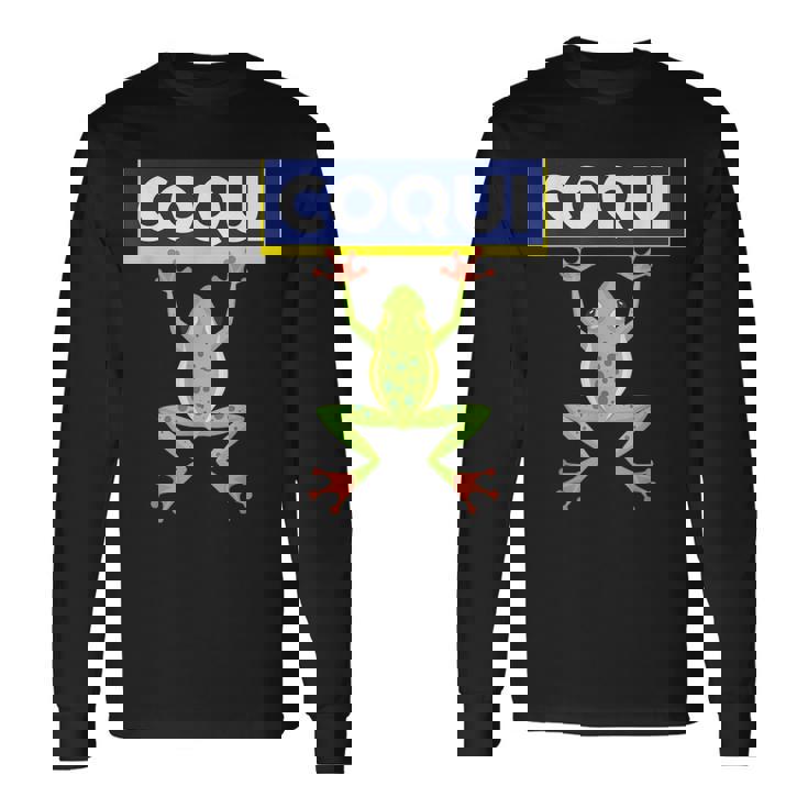 面白い コキ カエル 食べ物 プエルトリコ ゴヤ ラテン コミダ ボリクア 長袖Tシャツ