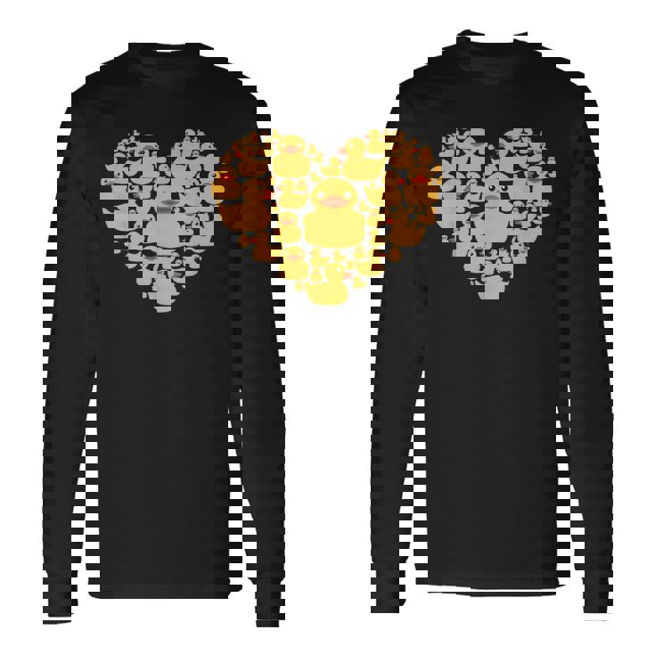 面白い ラバーダック ギフト メンズ レディース クールラバー アヒル ハート 長袖Tシャツ
