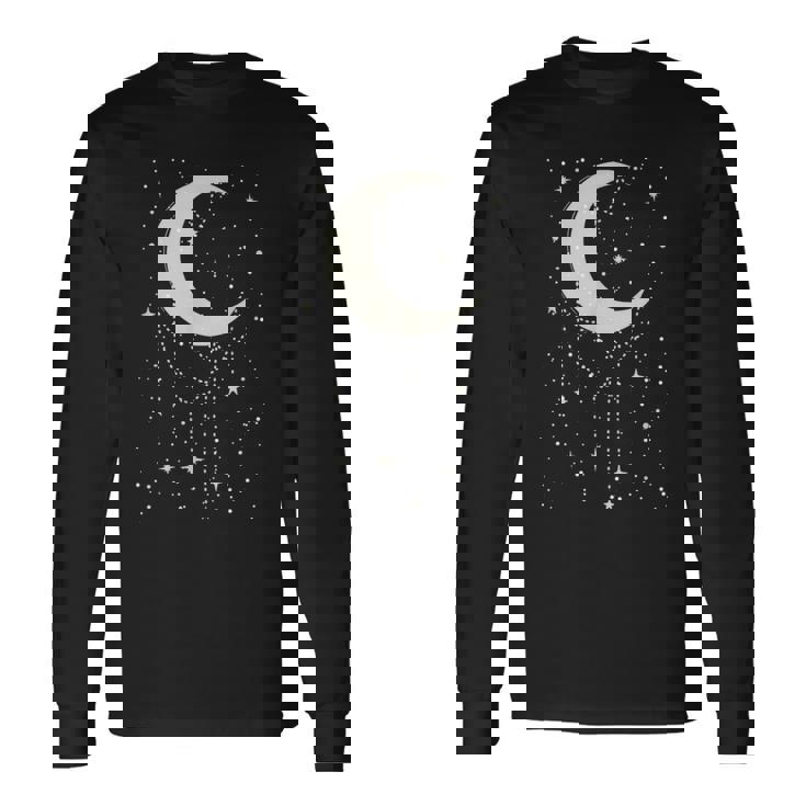 面白い 月 アート メンズ レディース キッズ 銀河 夜空 月 長袖Tシャツ