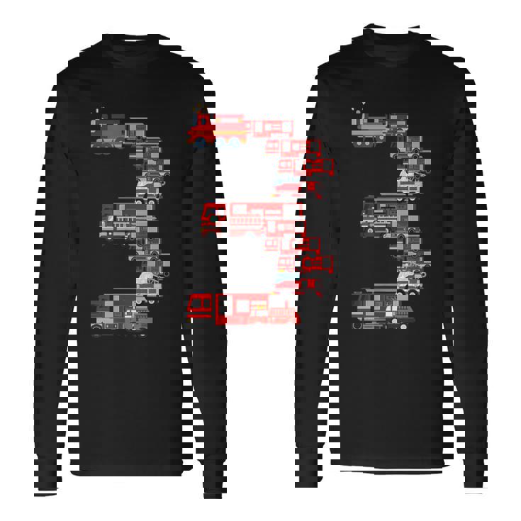 面白い3歳の幼児消防士キッズ消防車3位 長袖Tシャツ