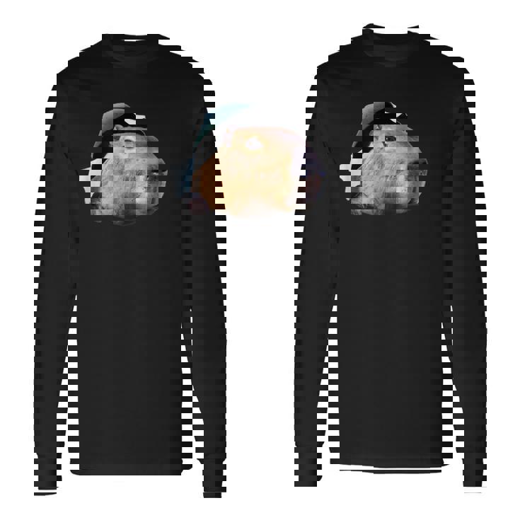 面白いtシャツ カピバラ メンズ げっ歯類 グッズ かわいい おもしろ 面白い 服 ネタ 動物 長袖Tシャツ