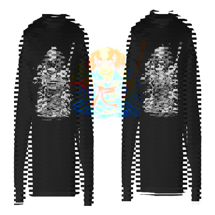 面白いtシャツ キャバリア 浮世絵 イヌ わんこ メンズ 犬好き グッズ おもしろ 面白い 服 ネタ わんこ 長袖Tシャツ