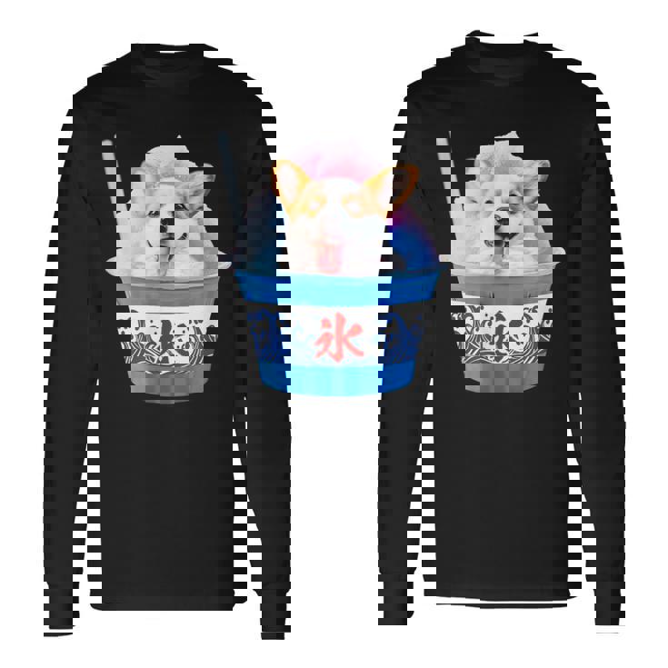 面白いtシャツ コーギー かき氷 イヌ メンズ 犬好き グッズ かわいい おもしろ 面白い 服 ネタ 夏 長袖Tシャツ