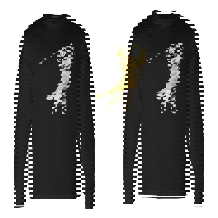 面白いtシャツ ゴールデンレトリバー ゴルフ イヌ メンズ グッズ かわいい おもしろ 面白い 服 ネタ 長袖Tシャツ