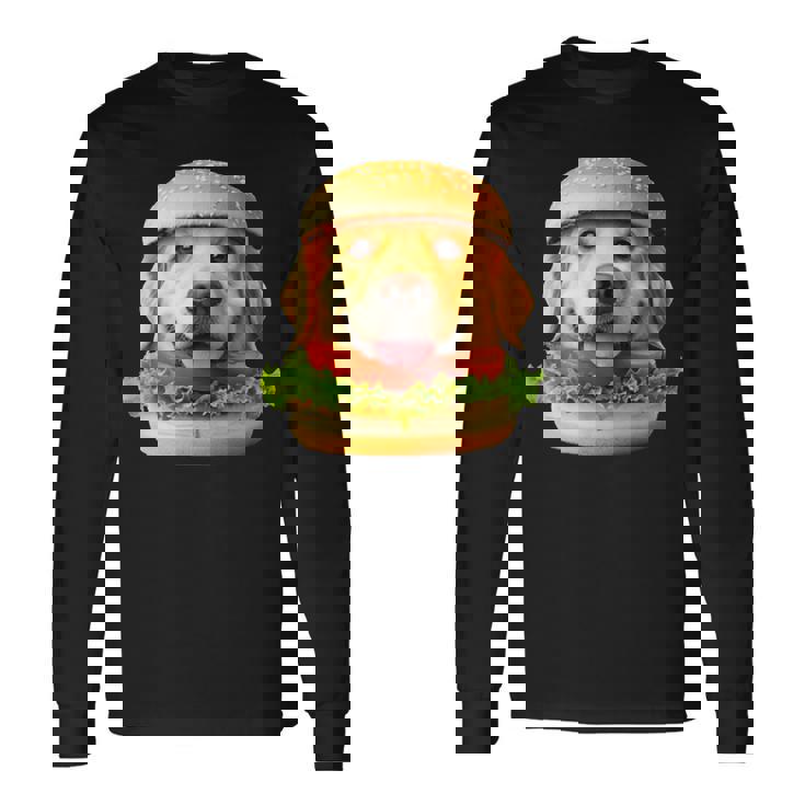 面白いtシャツ ゴールデンレトリバー 犬 ハンバーガー メンズ グッズ かわいい おもしろ 面白い 服 ネタ 長袖Tシャツ