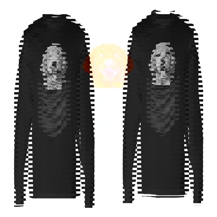 面白いtシャツ ゴールデンレトリバー 胸 ポケット イヌ メンズ 犬 グッズ おもしろ 面白い 服 ネタ 長袖Tシャツ ギフトのアイデア
