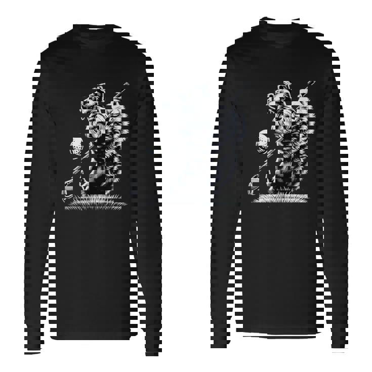 面白いtシャツ シュナウザー ゴルフ イヌ メンズ 犬好き グッズ かわいい おもしろ 面白い 服 ネタ 長袖Tシャツ