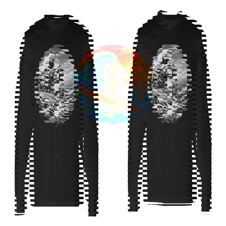 面白いtシャツ シーズー 犬 イヌ メンズ 犬好き グッズ かわいい おもしろ 面白い 服 ネタ サーフィン 長袖Tシャツ