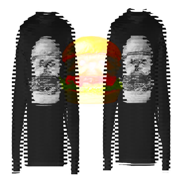 面白いtシャツ シーズー 犬 ハンバーガー メンズ 犬好き グッズ かわいい おもしろ 面白い 服 ネタ 長袖Tシャツ