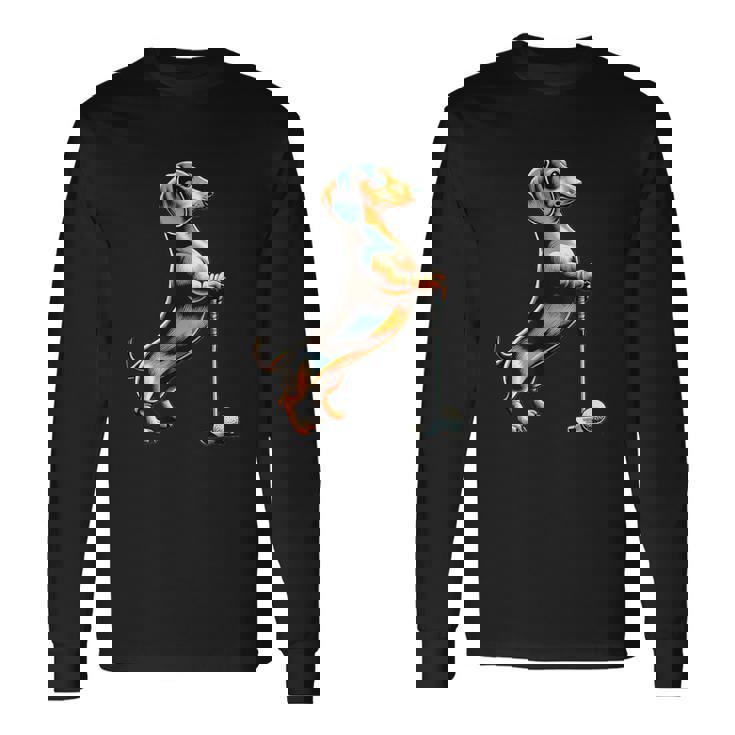 面白いtシャツ ダックスフンド ゴルフ イヌ メンズ 犬好き グッズ かわいい おもしろ 面白い 服 ネタ 長袖Tシャツ