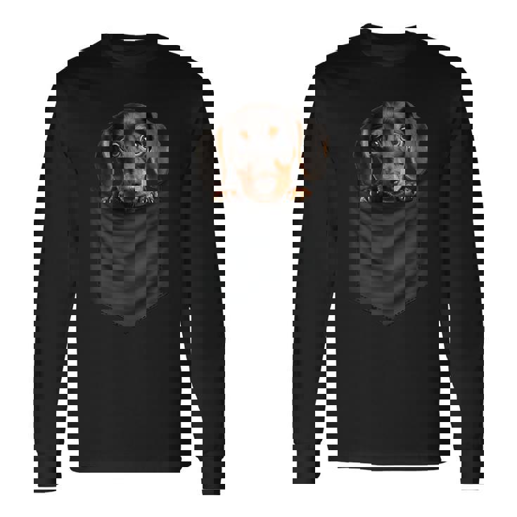 面白いtシャツ ダックスフンド ポケット イヌ わんこ メンズ 犬好き グッズ おもしろ 面白い 服 ネタ 長袖Tシャツ