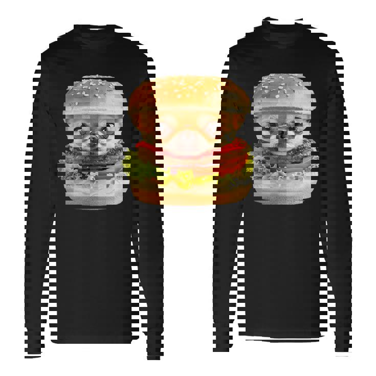 面白いtシャツ チワワ 犬 イヌ ハンバーガー メンズ 犬好き グッズ かわいい おもしろ 面白い 服 ネタ 長袖Tシャツ ギフトのアイデア