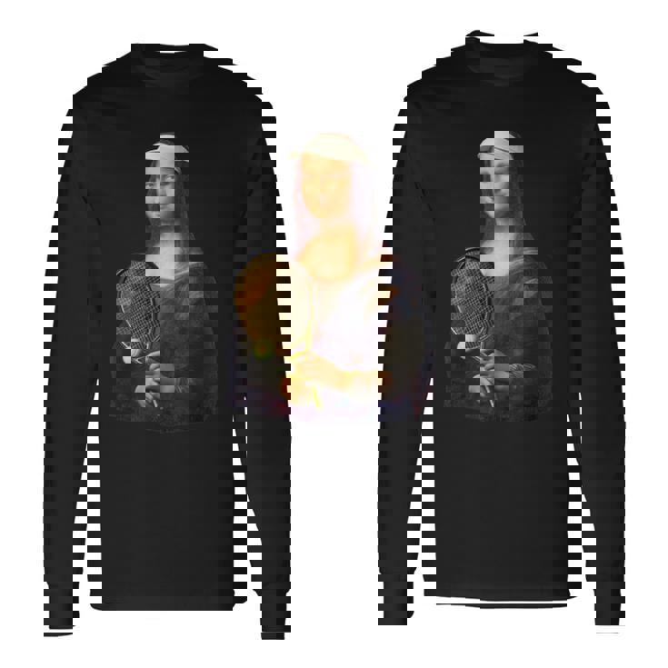 面白いtシャツ テニス モナリザ おもしろ 服 ネタ メンズ テニス部 おもしろグッズ 大人 子供 長袖Tシャツ